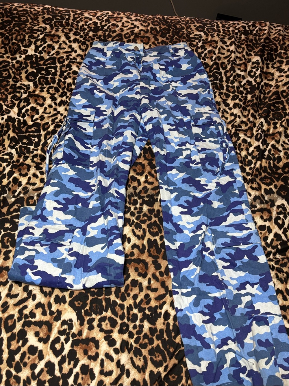 Fashion Nova Blue Camo Cargo Pants